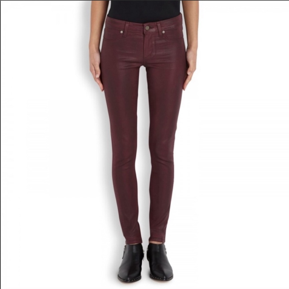 Paige verdugo ultra skinny maroon coated jeans
